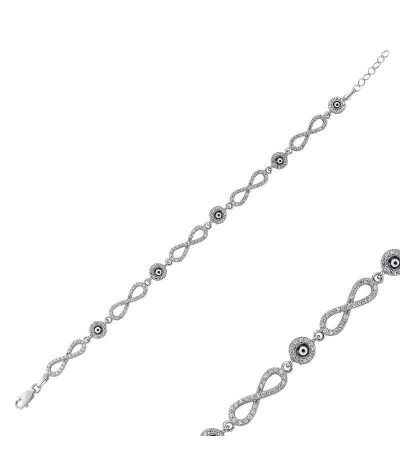 Gümüş Nazarlı Sonsuzluk Bayan Bileklik