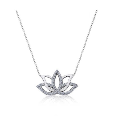 Gümüş Lotus Çiçeği Kolye