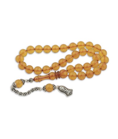 Gümüş Püskül Sarı Küre Ateş Kehribar Tesbih