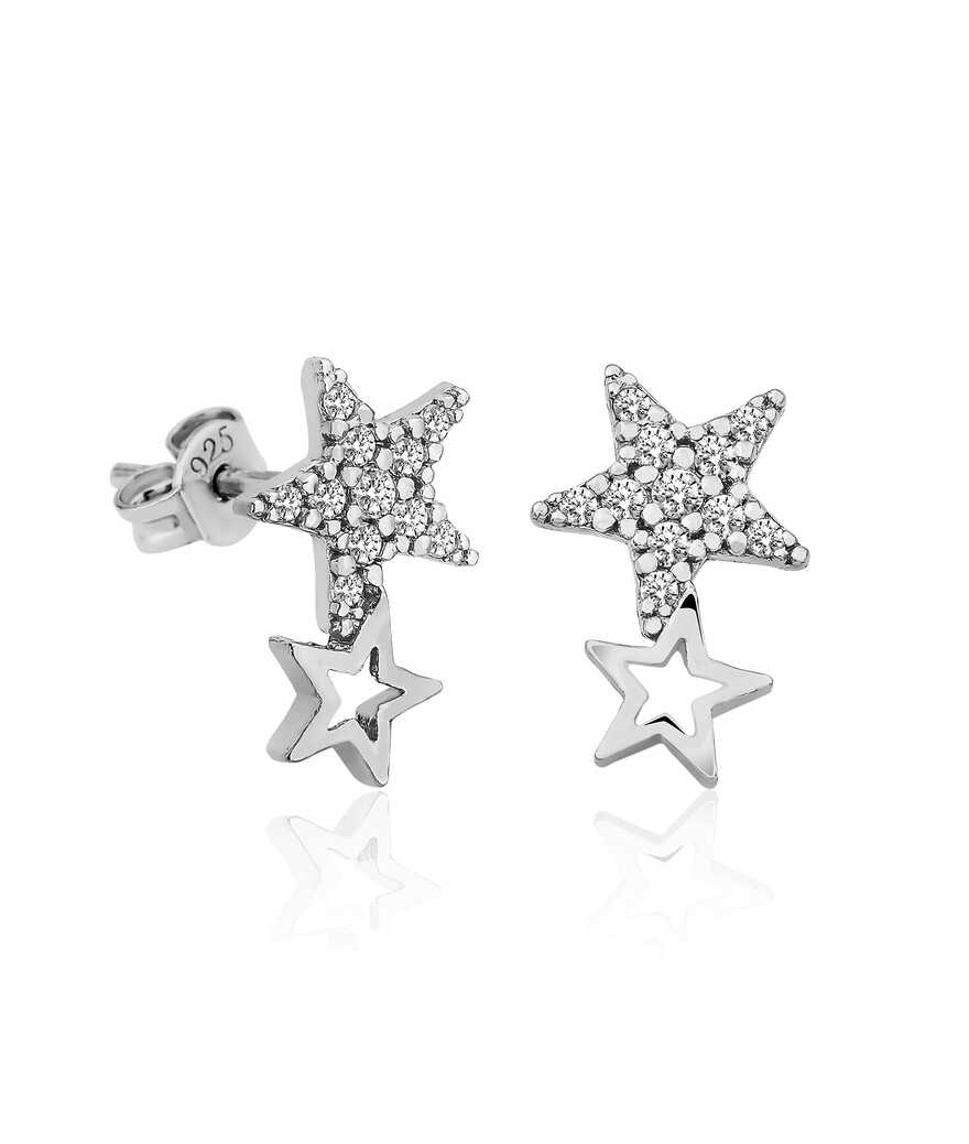 Gümüş Yıldız Kayması Bayan Küpe