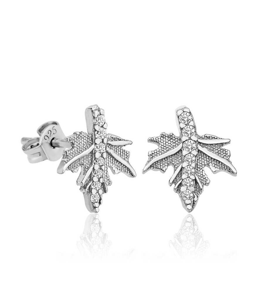 Gümüş Çınar Yaprağı Bayan Küpe