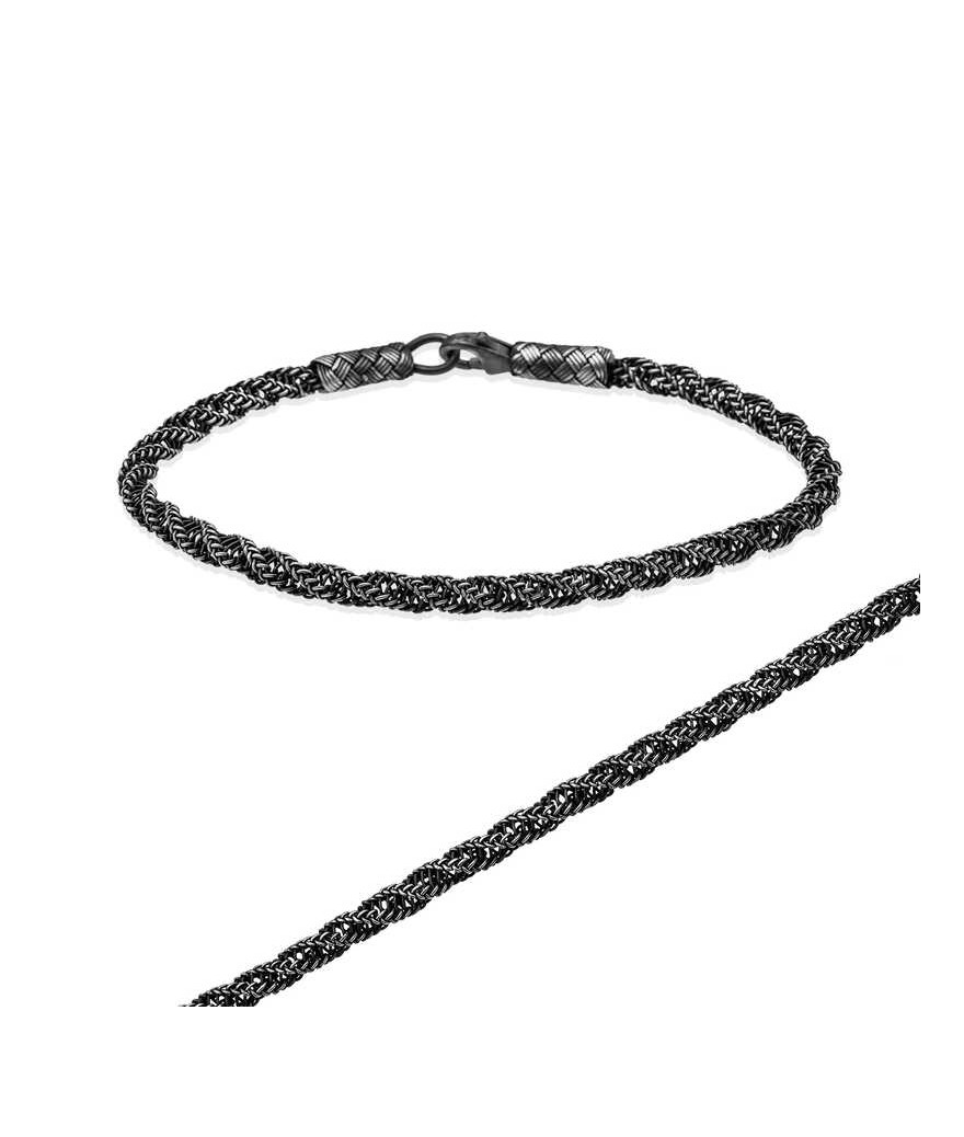 Gümüş Burma Örgü Kazaziye Unisex Bileklik