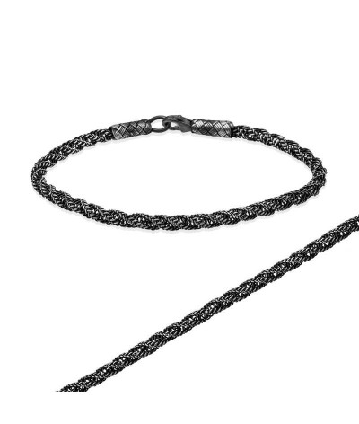 Gümüş Burma Örgü Kazaziye Unisex Bileklik