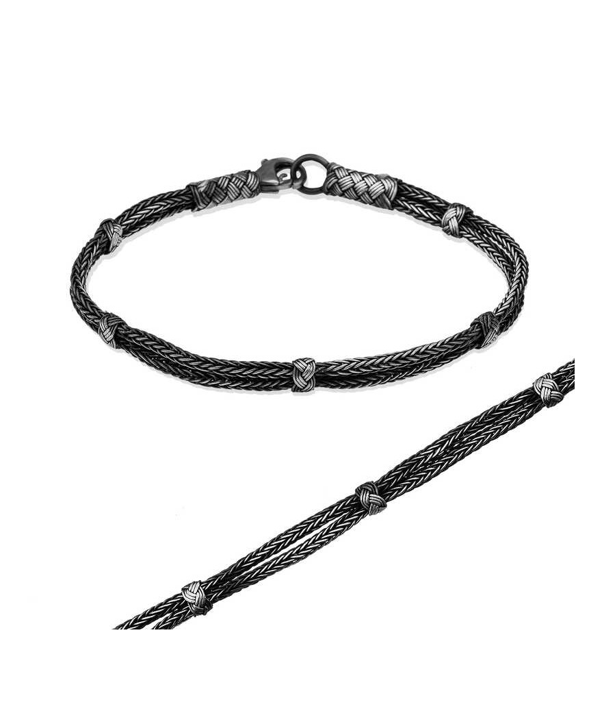 Gümüş Toplu Örgü Kazaziye Unisex Bileklik