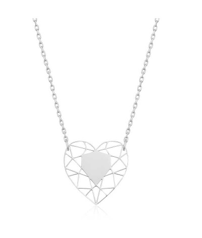 Gümüş Kalp Çemberi Bayan Kolye