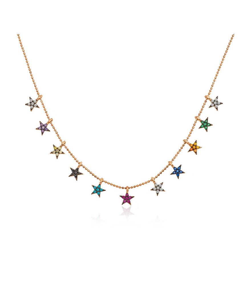 ​Gümüş Renkli Yıldızlar Bayan Kolye