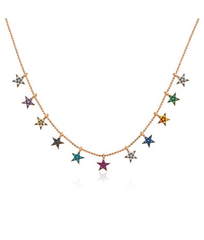 ​Gümüş Renkli Yıldızlar Bayan Kolye