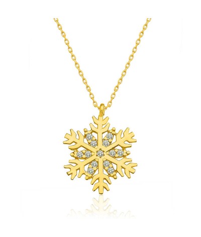 ​Gümüş Gold Kar Tanesi Bayan Kolye