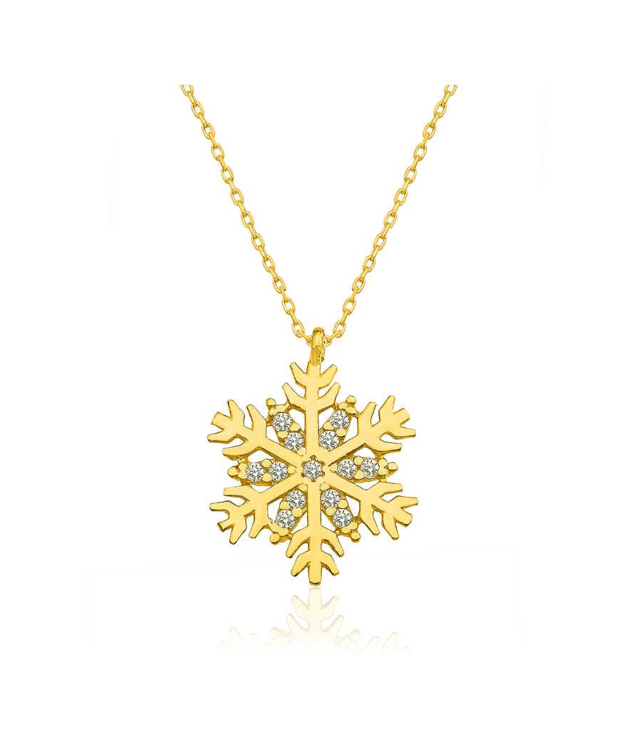​Gümüş Gold Kar Tanesi Bayan Kolye