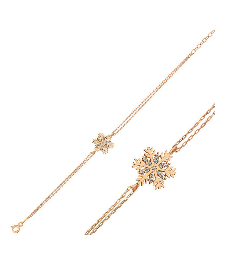 Gümüş Rose Kar Tanesi Bayan Bileklik