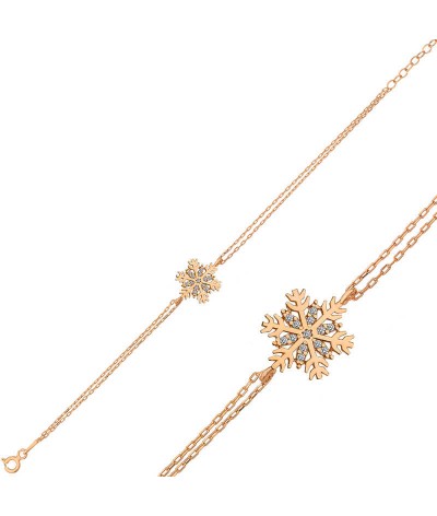 Gümüş Rose Kar Tanesi Bayan Bileklik