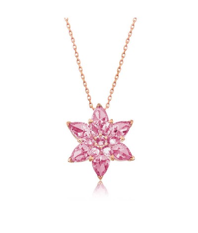 Gümüş Pembe Lotus Çiçeği Kolye