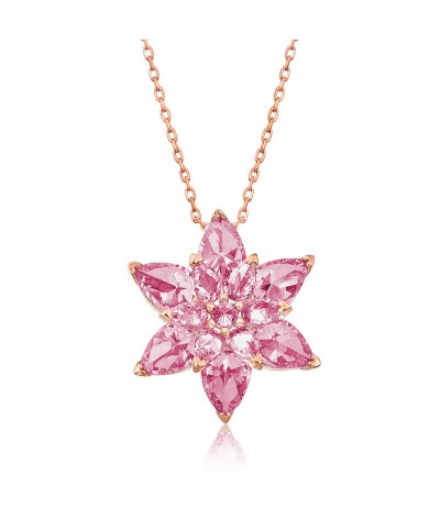 Gümüş Pembe Lotus Çiçeği Kolye