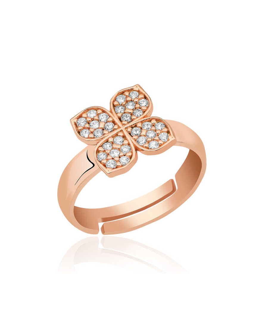 Gümüş Rose Rüzgar Gülü Çiçek Yüzük