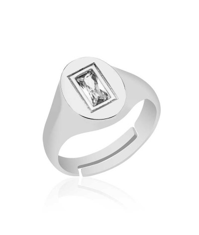 ​Gümüş Ayarlanabilir Baget Taşlı Şovalye Yüzük