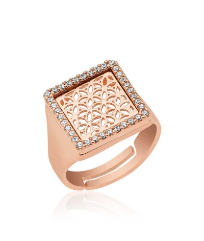 Gümüş Rose Yaşam Çiçeği Yüzük