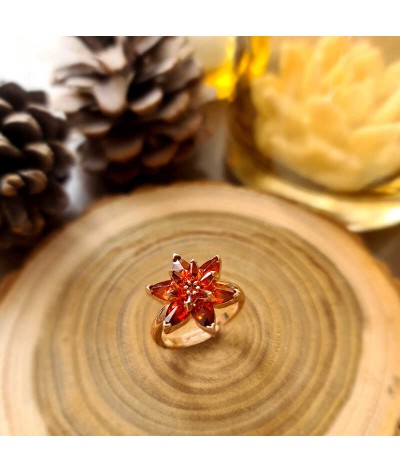 Gümüş Kırmızı Lotus Çiçeği Yüzük