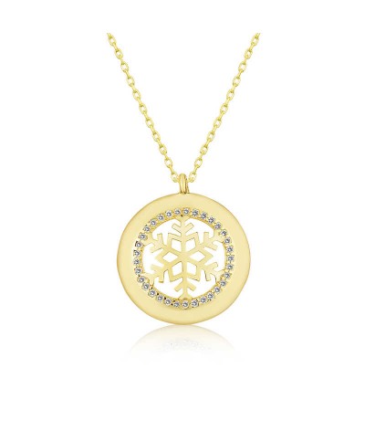 Gümüş Gold Kar Tanesi Bayan Kolye