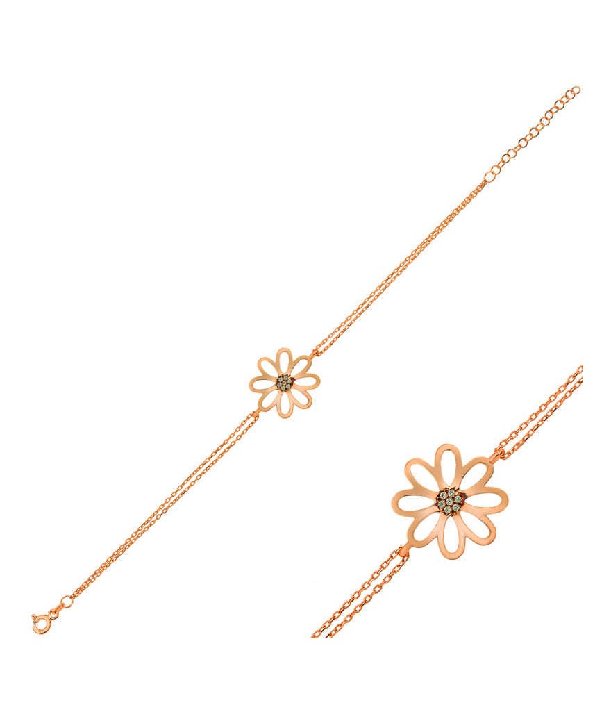 Gümüş Rose Çiçek Bayan Bileklik