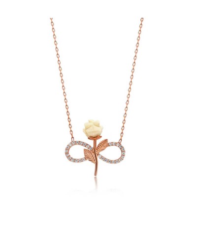 ​Gümüş Sonsuz Gül Bayan Kolye