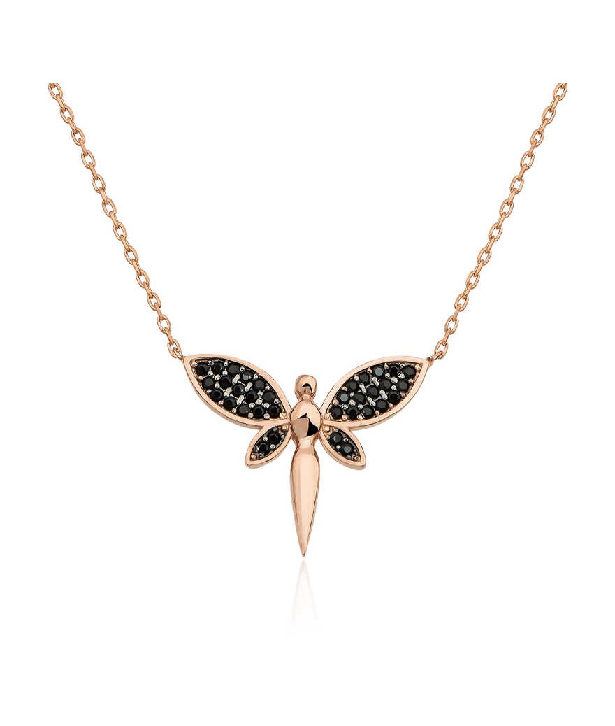 ​Gümüş Siyah Yusufçuk Bayan Kolye