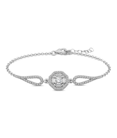 ​Gümüş Baget Taşlı Bileklik