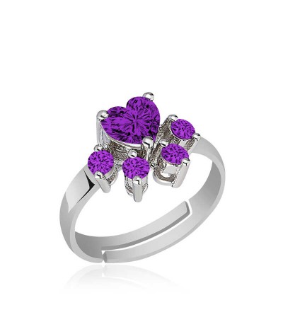 Gümüş Mor Kedi Patisi Yüzük