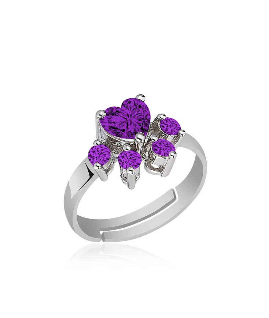 Gümüş Mor Kedi Patisi Yüzük