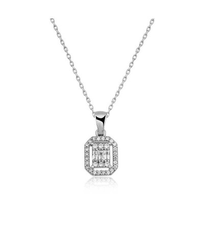 Gümüş Baget Taşlı Bayan Kolye