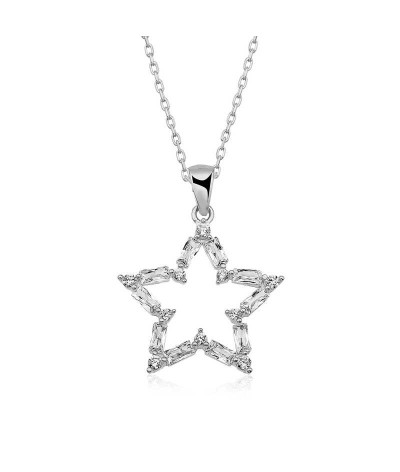 Gümüş Baget Taşlı Yıldız Kolye