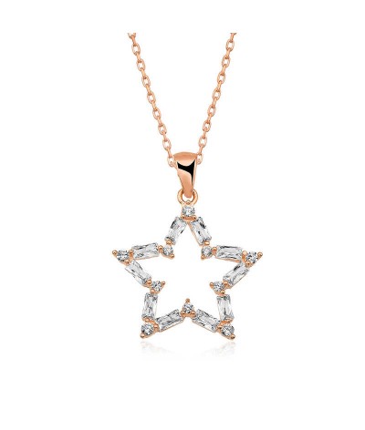 ​Gümüş Rose Baget Taşlı Yıldız Kolye
