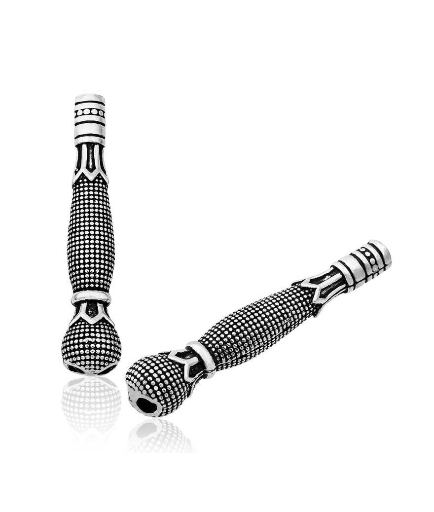 Gümüş Nokta İşlemeli Kayı Boyu Motifli Tesbih İmamesi