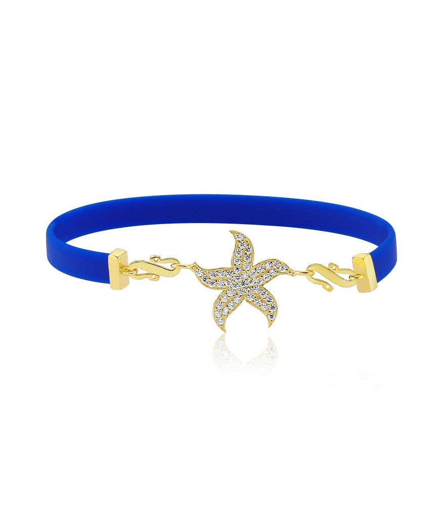 Gümüş Lacivert Deniz Yıldızı Bayan Bileklik