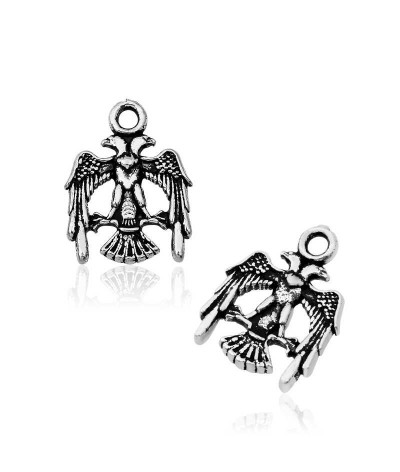 Gümüş Çift Başlı Kartal Tesbih Püskül Ucu