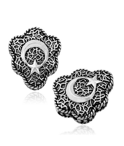 Gümüş İşlemeli Ay Yıldız Tesbih İmamesi