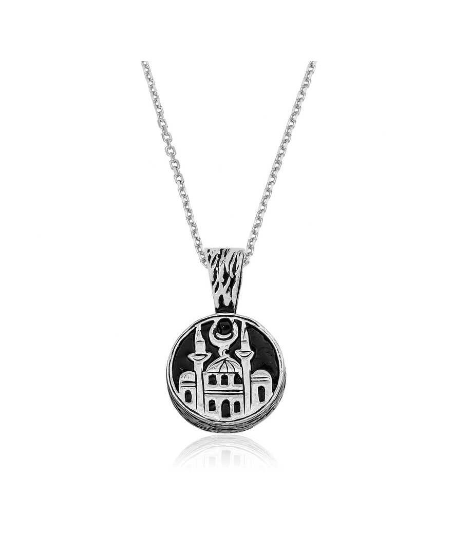 Gümüş Cami Desenli Kolye