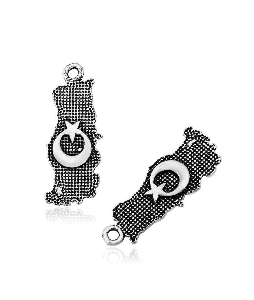 ​Gümüş Ay Yıldız Motifli Türk Bayrağı Tesbih Püskülü