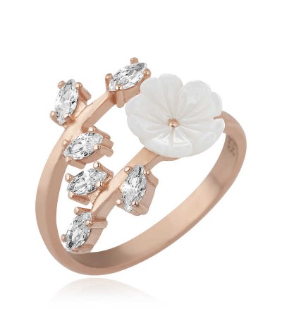 ​Gümüş Beyaz Bahar Çiçeği Yüzük