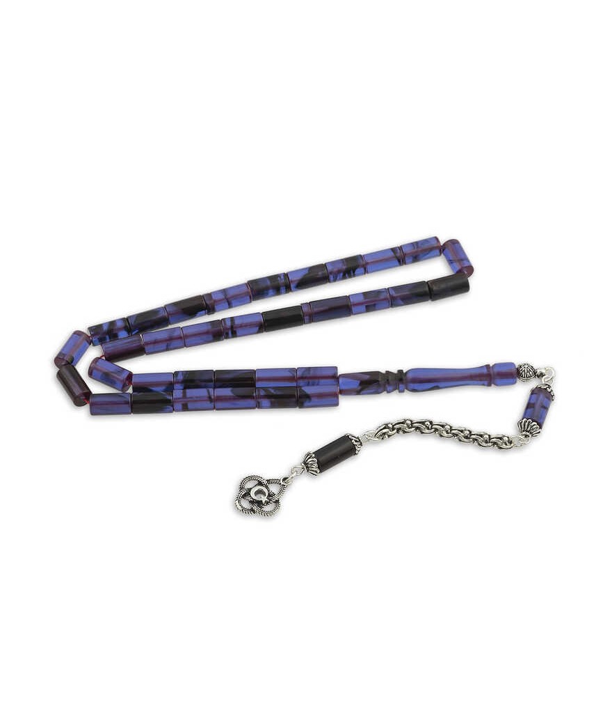 ​Gümüş Ay Yıldız Püskül Ateş Kehribar Kesme Tesbih