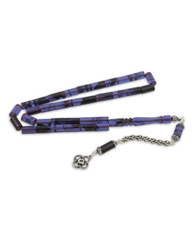 ​Gümüş Ay Yıldız Püskül Ateş Kehribar Kesme Tesbih