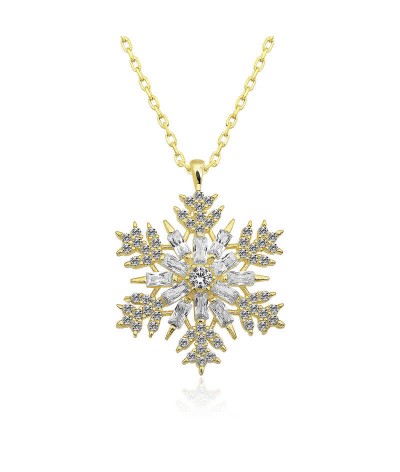 Gümüş Gold Kar Tanesi Kolye