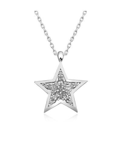 ​​Gümüş Baget Taşlı Yıldız Kolye