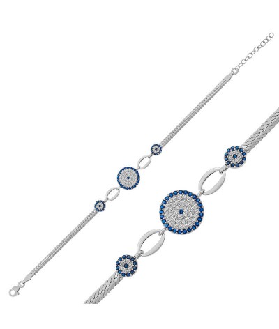 ​Gümüş Nazar Boncuklu Bileklik