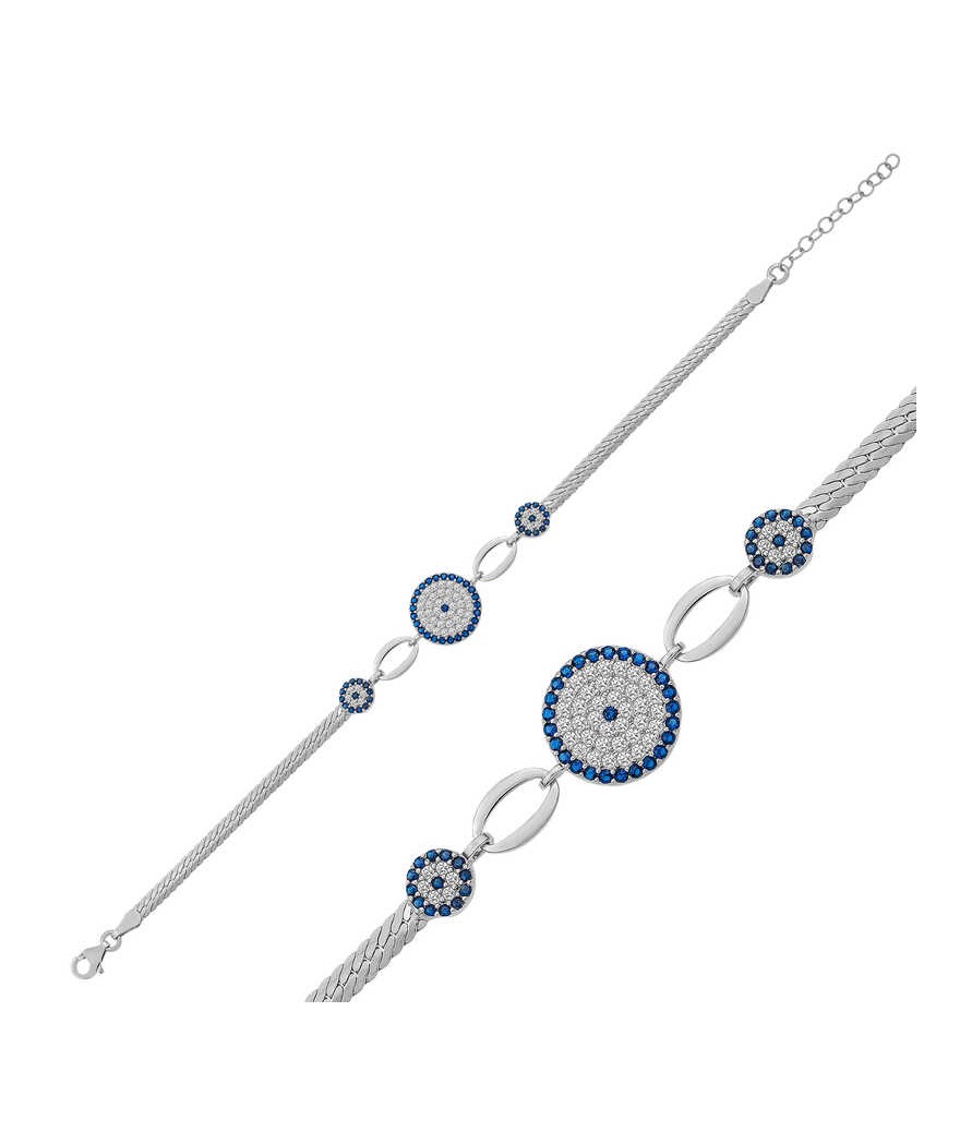 ​Gümüş Nazar Boncuklu Bileklik