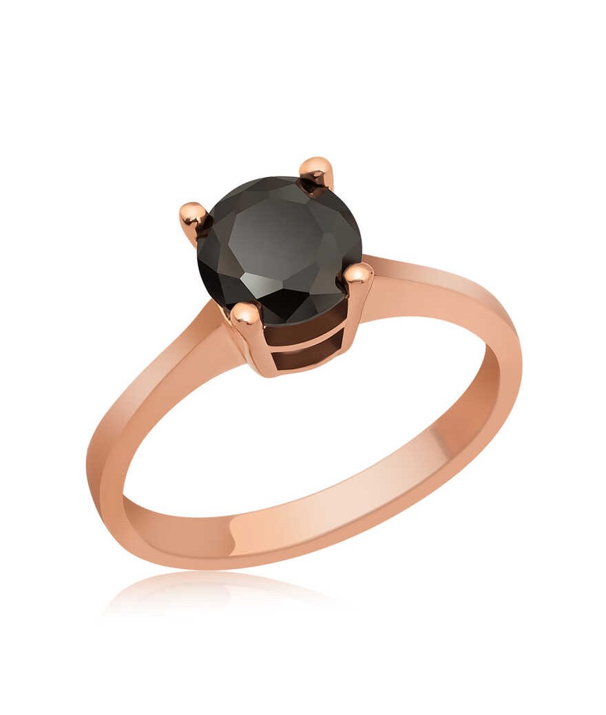 Gümüş Siyah Tektaş Yüzük