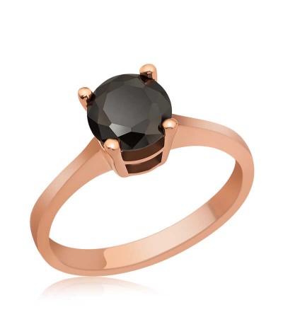 Gümüş Siyah Tektaş Yüzük