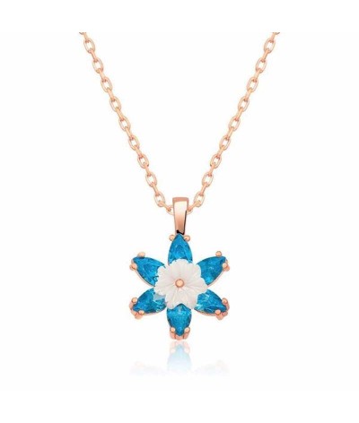 Gümüş Mavi Lotus Çiçeği Kolye