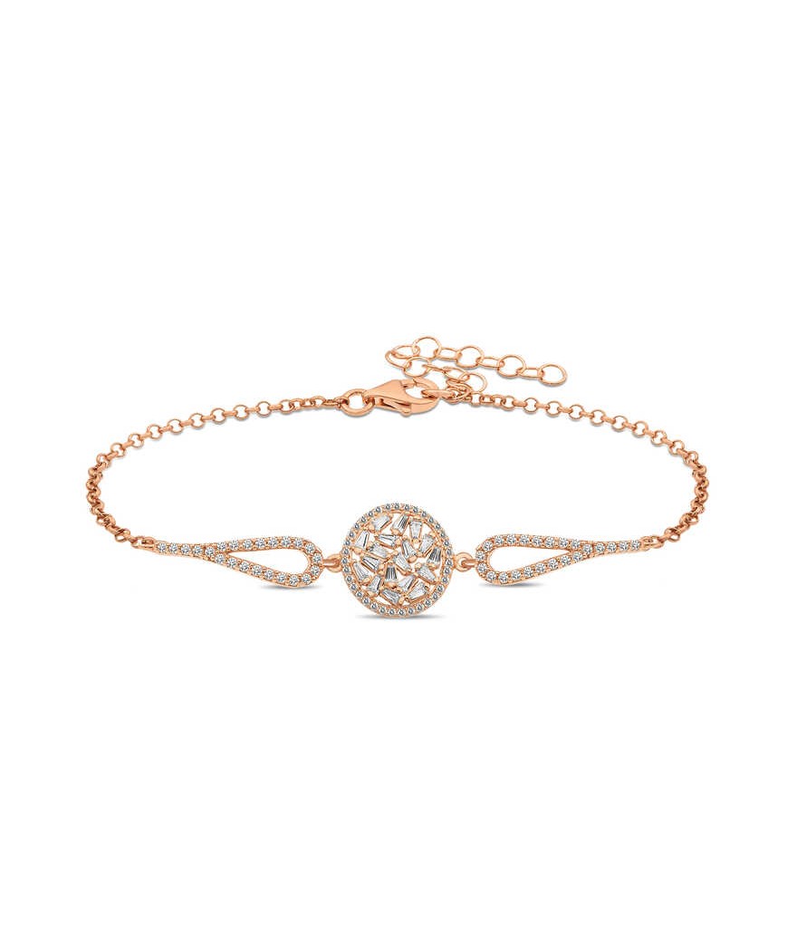 Gümüş Rose Baget Taşlı Bileklik