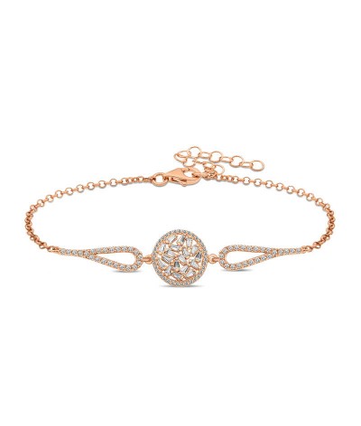 Gümüş Rose Baget Taşlı Bileklik