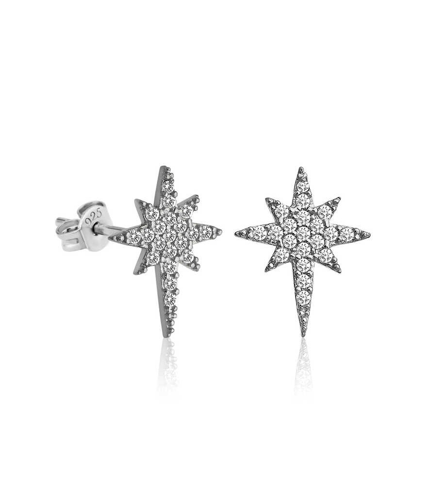 Gümüş Kutup Yıldızı Küpe